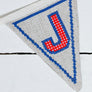 Cross stitch alphabet bunting J flag