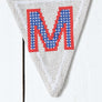 Cross stitch alphabet bunting M flag
