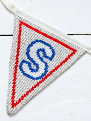 Cross stitch alphabet bunting S flag