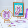 Stag cross stitch kit with fabric, pattern and threads.