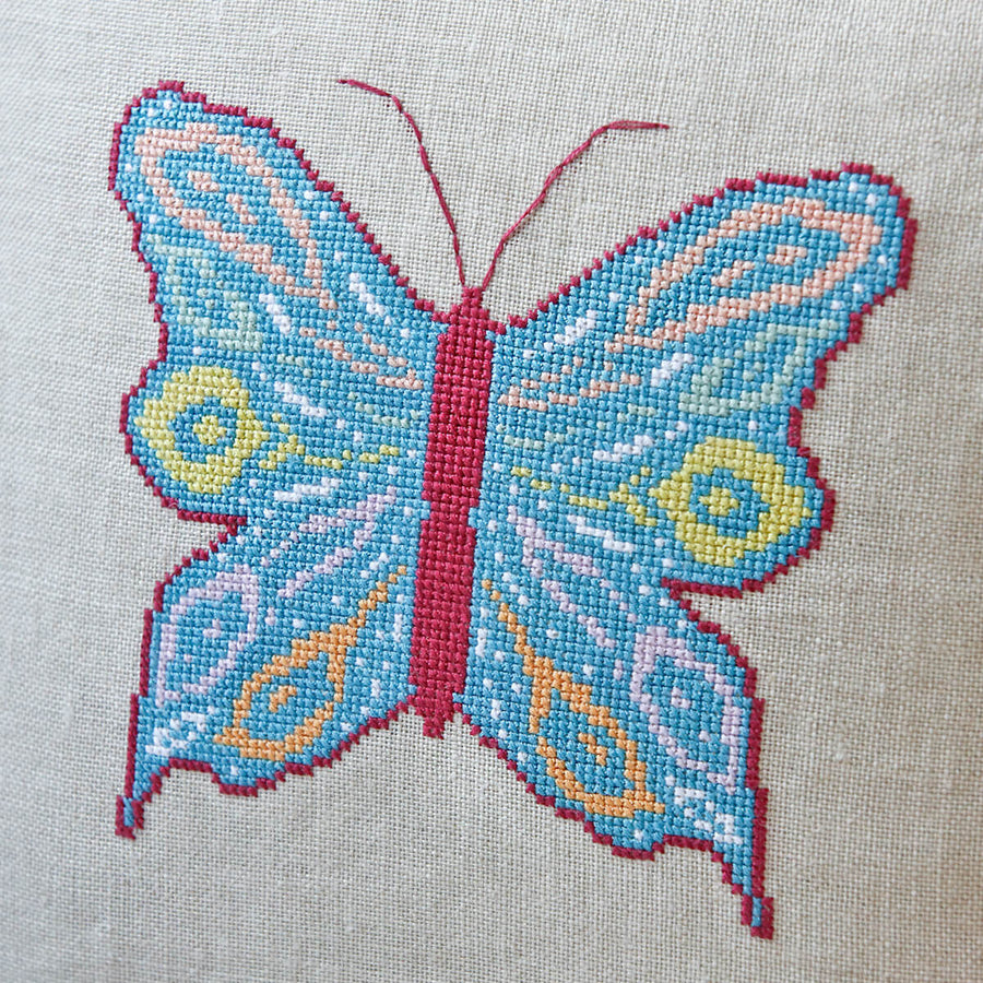 Modern cross stitch butterfly design