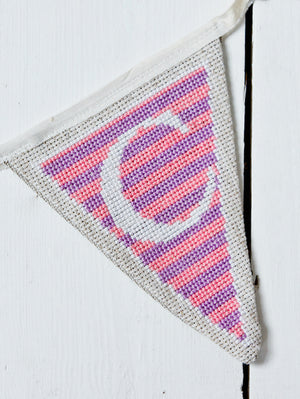 Cross stitch bunting letter C flag