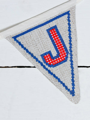 Cross stitch alphabet bunting J flag
