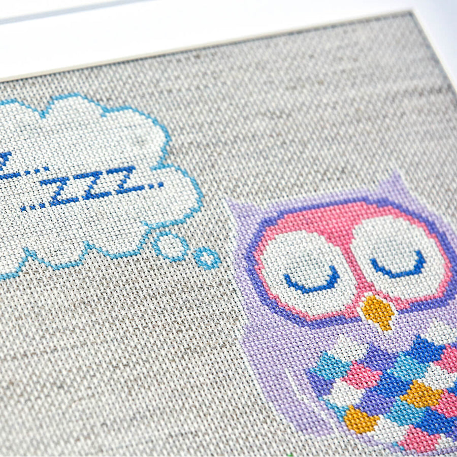 Close up of owl stitches during the day