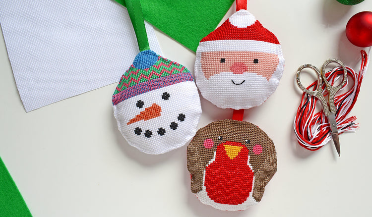 Snowman bauble cross stitch kit
