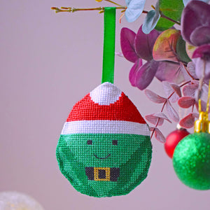 Cross stitch sprout with Christmas decorations
