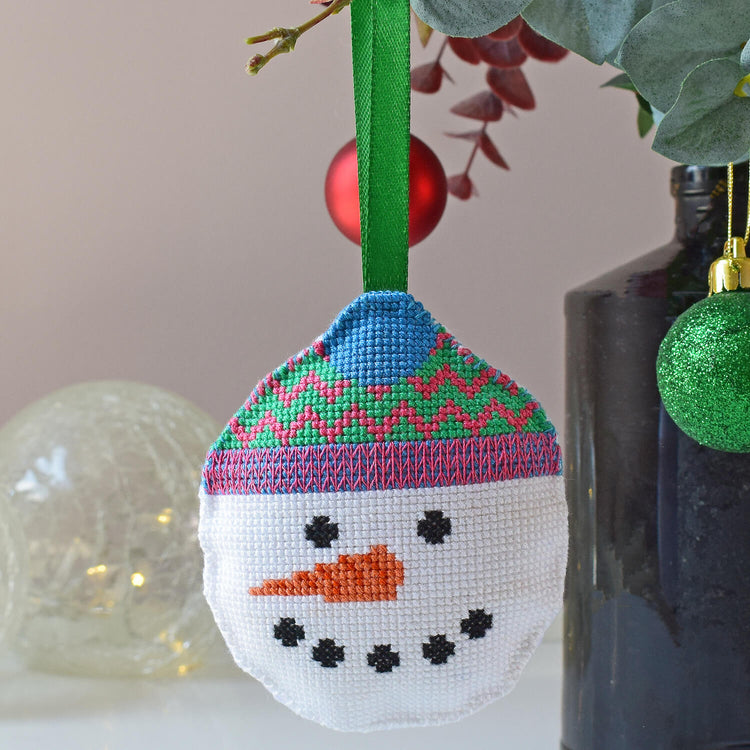 Snowman bauble cross stitch kit