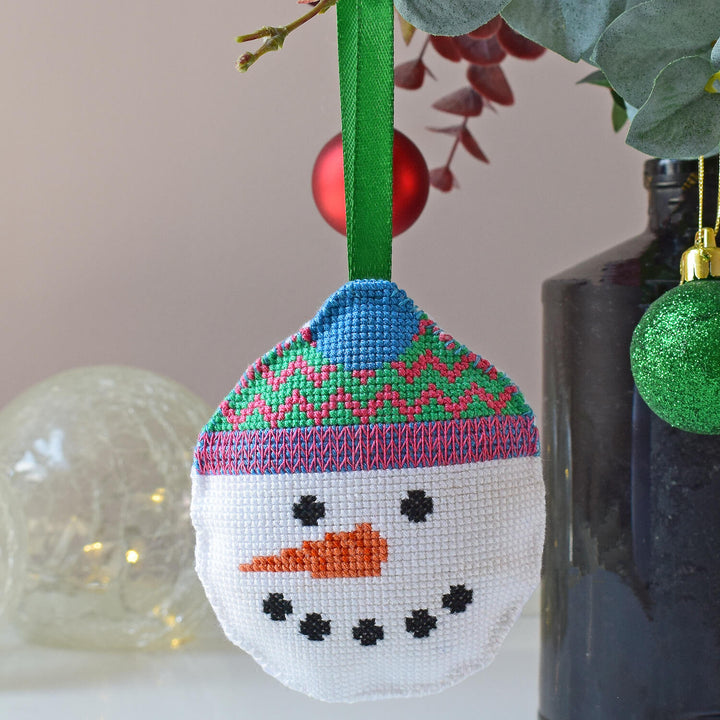 Snowman bauble cross stitch kit