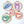 Collection of negative space cross stitch patterns including blue ducks, orange squirrel, purple stag, green pheasant and pink mouse
